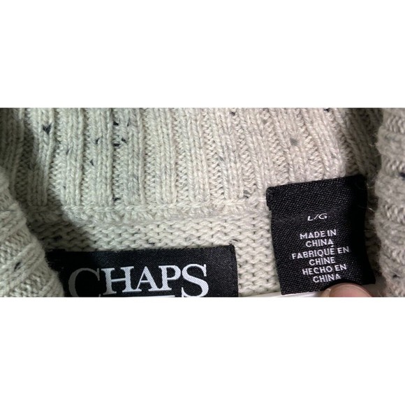 Chaps Mens Showl Neck Pullover Size Large Sweater Speckled Beige Textured Knit - Picture 3 of 6
